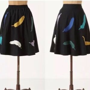 Anthropologie Girls from Savoy Yarm Plumes Feather skirt pockets 100% cotton 4